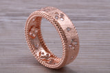 Sterling Silver Rose Gold 7 mm wide band, 18ct Rose Gold plated and set with Diamond White C Z