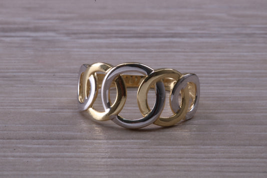Yellow and White Gold Two Tone Abstract ring, made from solid 9ct Yellow Gold and White Gold, British hallmarked