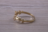 9ct Yellow Gold and Diamond White C Z set Leaf Abstract ring, made from solid 9ct Yellow Gold, British hallmarked