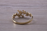 9ct Yellow Gold and Diamond White C Z set Leaf Abstract ring, made from solid 9ct Yellow Gold, British hallmarked