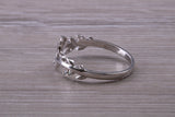 9ct White Gold and Diamond White C Z set Leaf Abstract ring, made from solid 9ct Yellow Gold, British hallmarked
