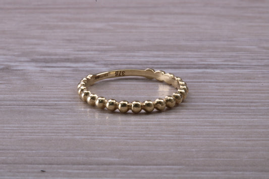 Yellow Gold Bubble Abstract ring, made from solid 9ct yellow Gold, British hallmarked, simple and dainty ring