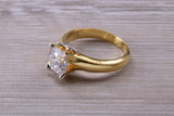 Large Two ct size Diamond White C Z ring, Beautiful and absolutely stunning ring, Sterling Silver with 18ct Yellow Gold Plating