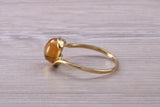 Beautiful Cabochon cut Citrine ring, solid 9ct Yellow Gold, British hallmarked, Dainty and very colourful ring
