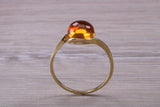 Beautiful Cabochon cut Citrine ring, solid 9ct Yellow Gold, British hallmarked, Dainty and very colourful ring