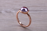 Beautiful Cabochon cut Amethyst ring, solid chunky ring, made from solid 9ct Rose Gold, British hallmarked, natural Amethyst