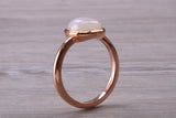 Beautiful Cabochon cut Moonstone ring, solid chunky ring, made from solid 9ct Rose Gold, British hallmarked, natural Moonstone