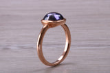 Beautiful Cabochon cut Iolite ring, solid chunky ring, made from solid 9ct Rose Gold, British hallmarked, natural Iolite