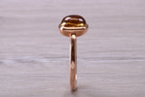 Beautiful Cabochon cut Citrine ring, solid chunky ring, made from solid 9ct Rose Gold, British hallmarked, natural Citrine