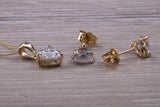 Love Hearts Earrings and Necklace Set, Solid 9ct Yellow Gold