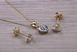 Love Hearts Earrings and Necklace Set, Solid 9ct Yellow Gold