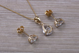 Teardrop cut Earrings and Necklace Set, Solid 9ct Yellow Gold