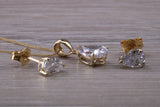 Teardrop cut Earrings and Necklace Set, Solid 9ct Yellow Gold