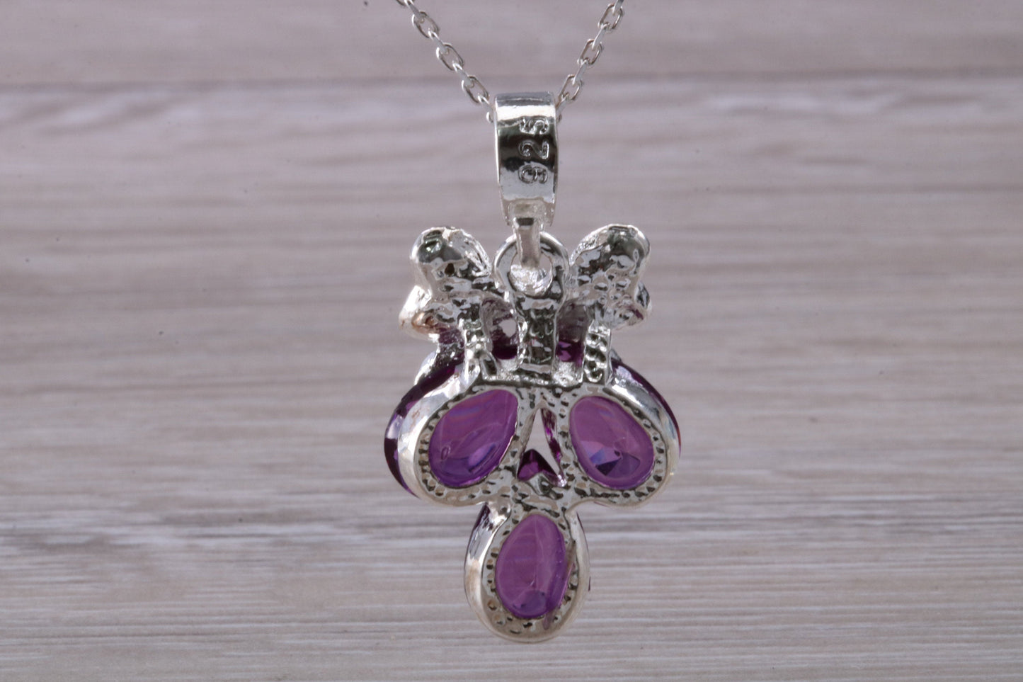 Real Amethyst and C Z set Dressy Sterling Silver Necklace