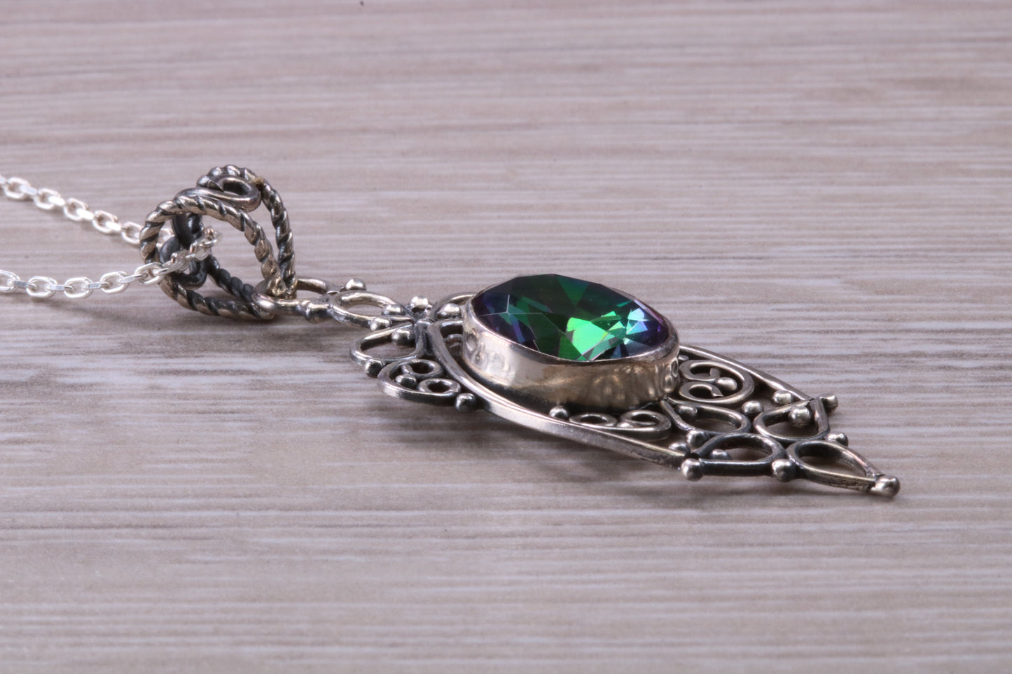Sterling Silver Real Mystic Topaz Necklace