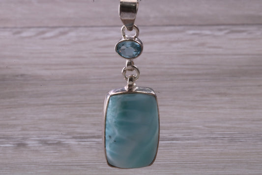 Blue Agate and Topaz Necklace in Sterling Silver