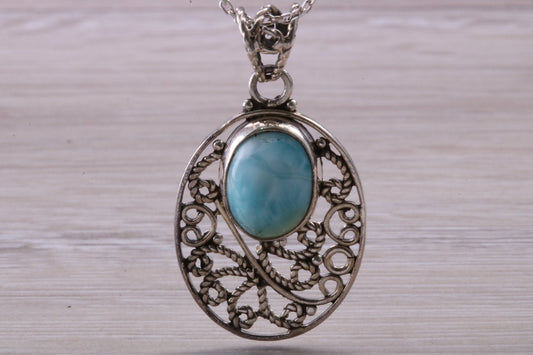 Sterling Silver Blue Agate Necklace