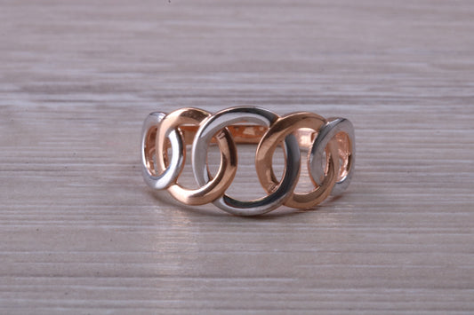 Rose and White Gold Two Tone Abstract ring, made from solid 9ct Rose Gold and White Gold, British hallmarked