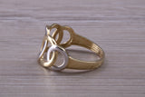 Yellow and White Gold Two Tone Abstract ring, made from solid 9ct Yellow Gold and White Gold, British hallmarked