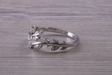 9ct White Gold and Diamond White C Z set Leaf Abstract ring, made from solid 9ct Yellow Gold, British hallmarked