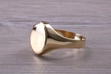 Chunky 9ct yellow Gold Signet ring, made from solid 9ct yellow Gold, British hallmarked, Suitable for Ladies and Gents