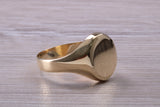 Chunky 9ct yellow Gold Signet ring, made from solid 9ct yellow Gold, British hallmarked, Suitable for Ladies and Gents