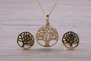 9ct Yellow Gold Tree of Life Necklace and  Matching Stud Earrings