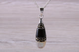 Black Onyx, Mother of Pearl and Marcasite Necklace