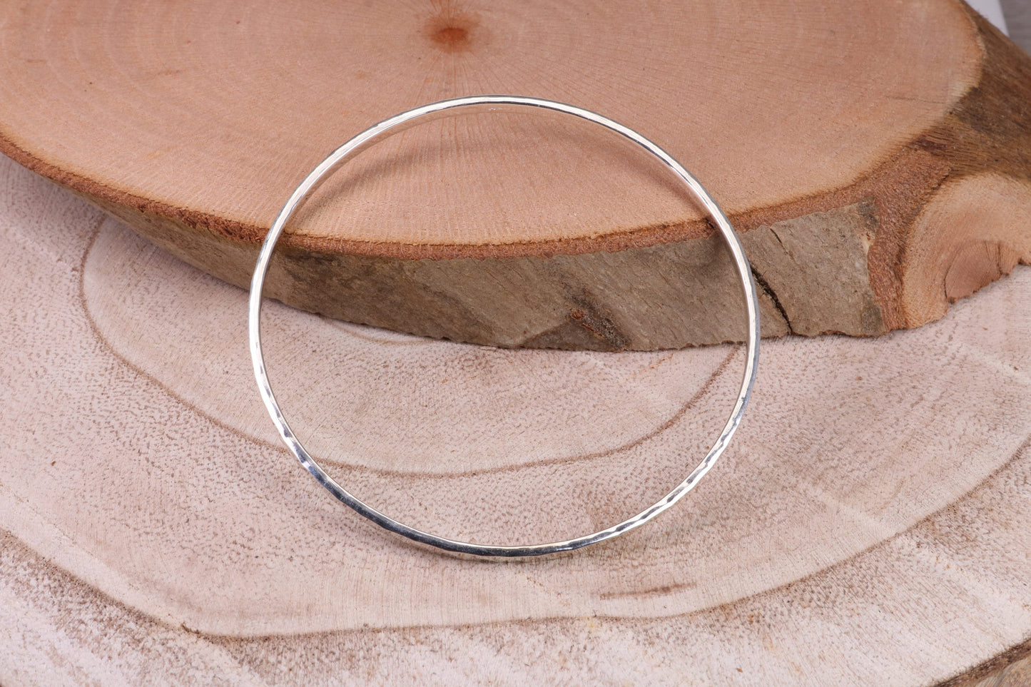 70 mm Round Solid Silver Bangle with Diamond cut Pattern