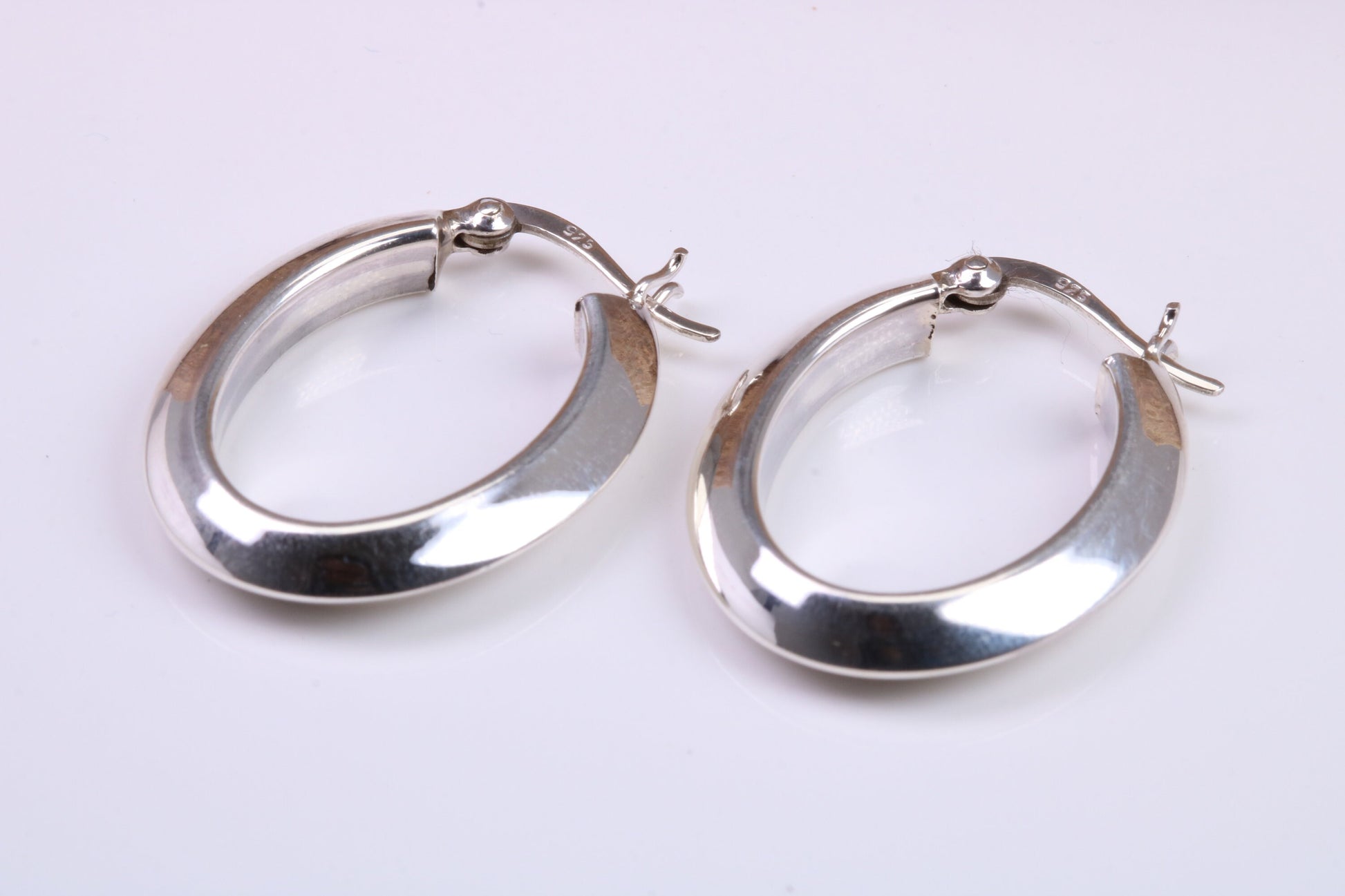 29 mm Long Hoop Creole Earrings Made from Solid 925 Grade Sterling Silver