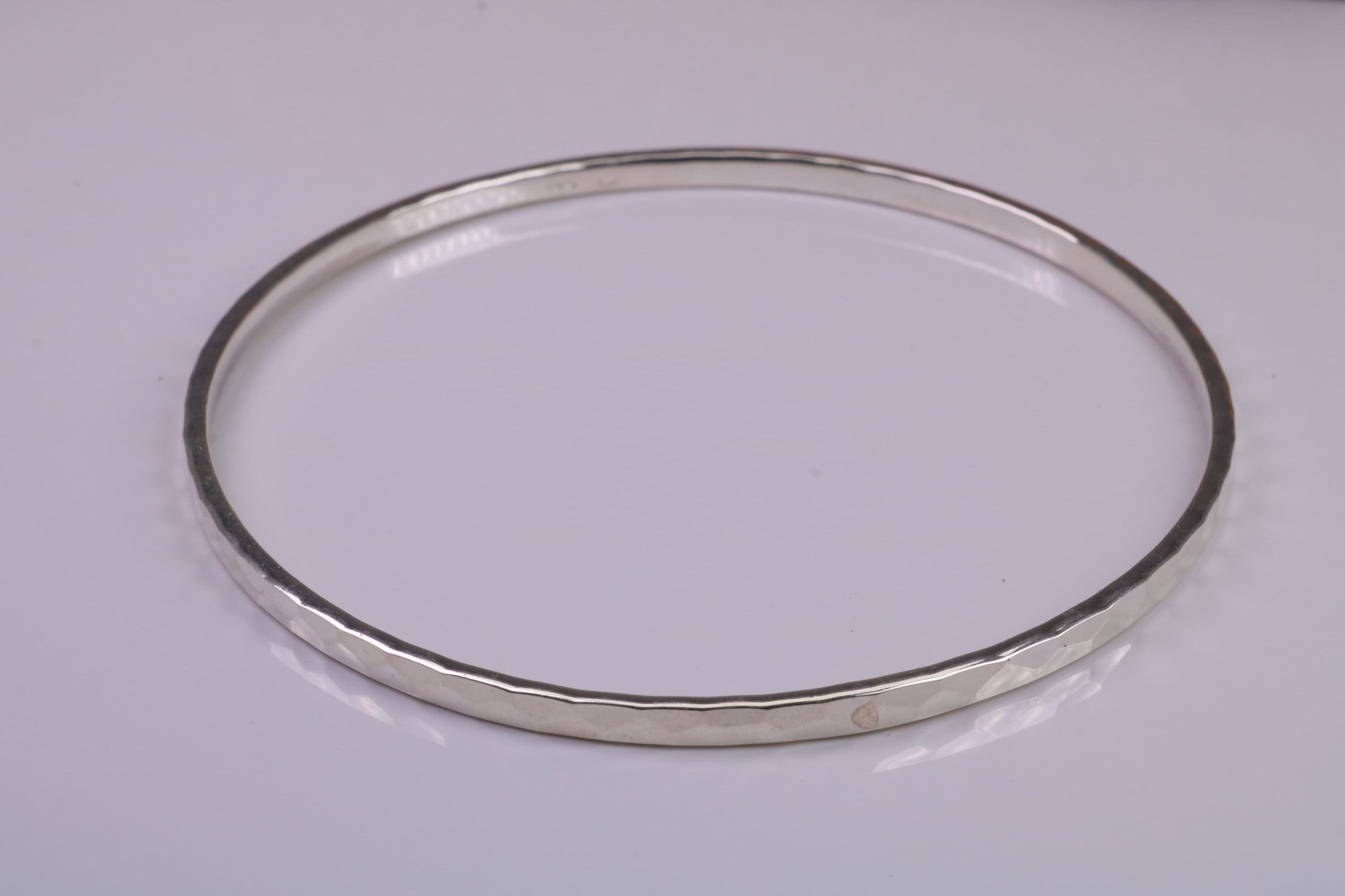 70 mm Round Solid Silver Bangle with Diamond cut Pattern