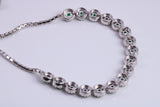 Emerald Cubic Zirconia set Bracelet, made from solid Sterling Silver, Length Adjustable