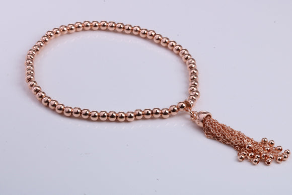 Expanding Tassel Bracelet, made from solid Sterling Silver, Length Adjustable, 18ct Rose Gold Plated