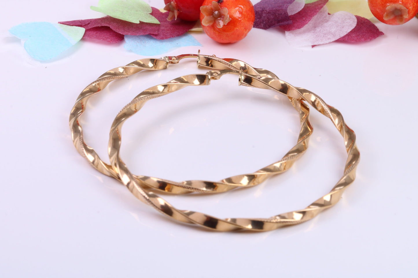 Very Large 57 mm Round Hoop Creole Earrings Made from 9ct Yellow Gold