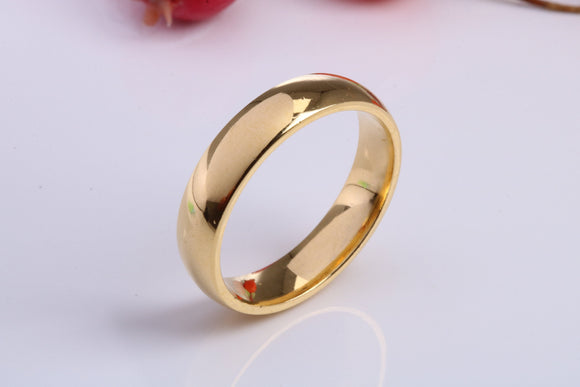 6 mm wide Simple Band, D Profile, Made from Solid Silver and Further 18ct Yellow Gold Plated