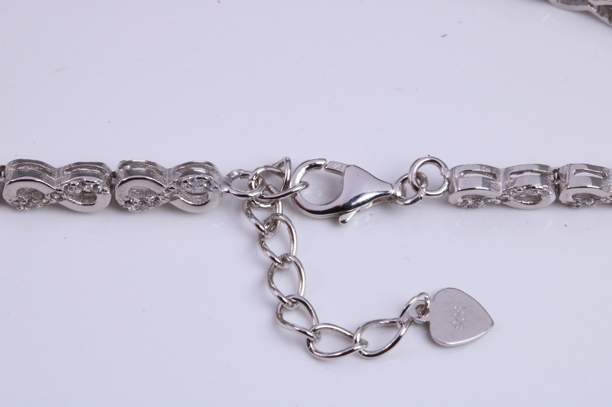 Cubic Zirconia set Bracelet, made from solid Sterling Silver, Length Adjusable