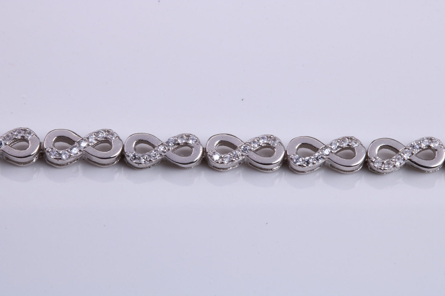 Cubic Zirconia set Bracelet, made from solid Sterling Silver, Length Adjusable