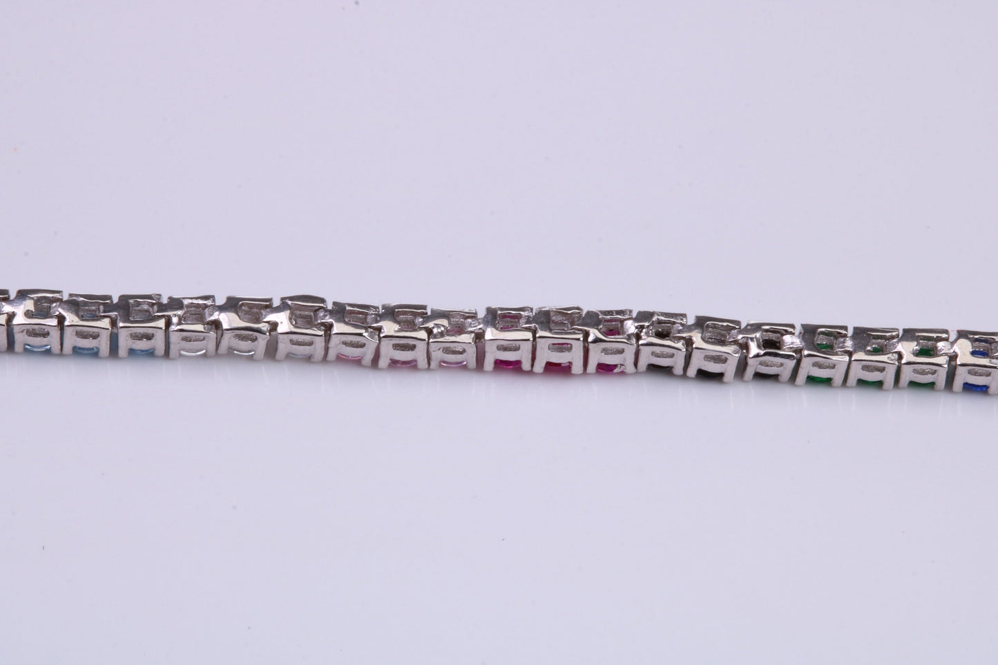 Multi Coloured Cubic Zirconia set Tennis Bracelet, made from solid Sterling Silver