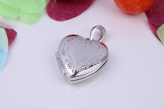 16 mm Heart Shaped Locket, Made from Solid Sterling Silver