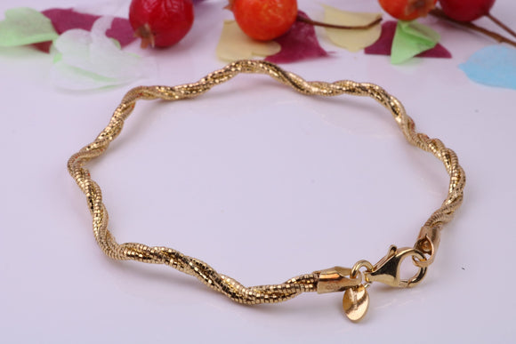 Twisted Rope Bangle, made from solid Sterling Silver, 18ct Yellow Gold Plated