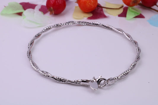 Twisted Rope Bangle, made from solid Sterling Silver, Rhodium Plated