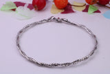 Twisted Rope Bangle, made from solid Sterling Silver, Rhodium Plated