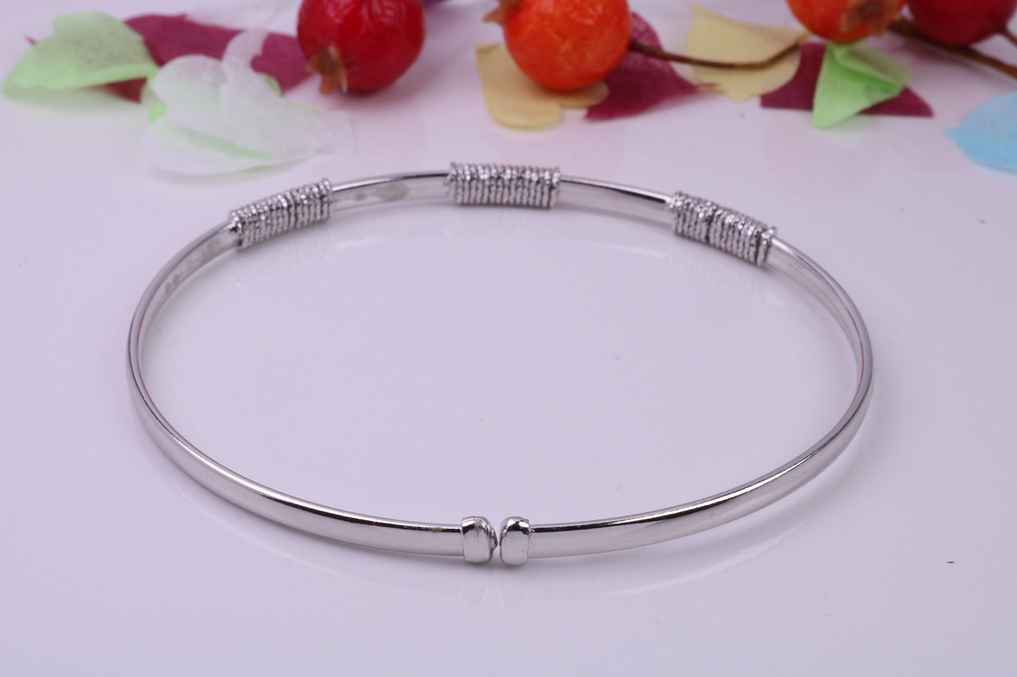 Oval Bangle, made from solid Sterling Silver, Rhodium Plated