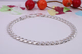 Diamond cut Flat Curb Link Bracelet, made from solid Sterling Silver, 7.50 Inches Long