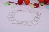 Light Weight Round Link Bracelet, made from solid Sterling Silver, 7.50 Inches Long