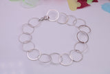 Light Weight Round Link Bracelet, made from solid Sterling Silver, 7.50 Inches Long