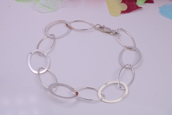 Light Weight Oval Link Bracelet, made from solid Sterling Silver, 7.50 Inches Long