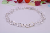 Open Link Bracelet, Ideal to Attach Charms, Good Strong Link, Made from solid Sterling Silver, 7.50 Inches Long