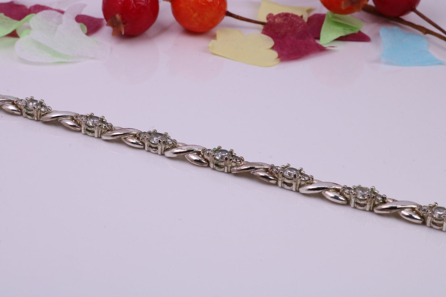 Cubic Zirconia set Tennis Bracelet, made from solid Sterling Silver, Platinum and Diamond Look for a Fraction of the cost