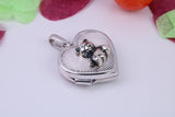 18 mm Teddy Bear Heart Shaped Locket, Made from Solid Sterling Silver